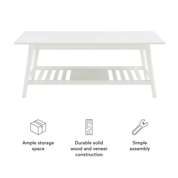 Coffee Tables-Kirkland's Home White Wood Midcentury Coffee Table