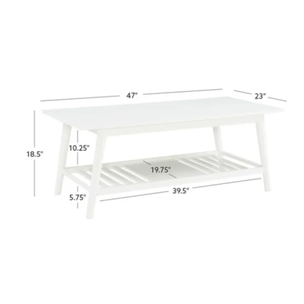Coffee Tables-Kirkland's Home White Wood Midcentury Coffee Table