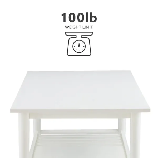 Coffee Tables-Kirkland's Home White Wood Midcentury Coffee Table