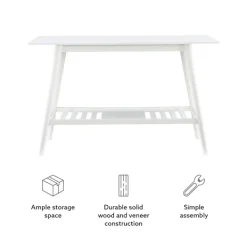 Console Tables-Kirkland's Home White Wood Midcentury Console Table