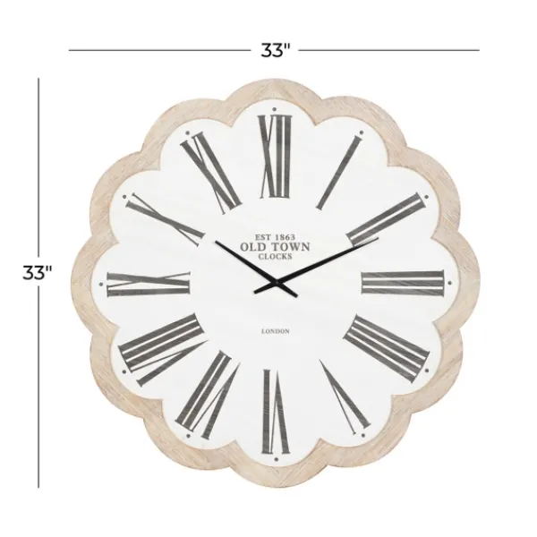 Clocks-Kirkland's Home White Wood Scalloped Frame Wall Clock
