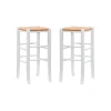 Bar Stools & Counter Height Stools-Kirkland's Home White Wood Seagrass Backless 2-Pc. Bar Stool Set Tan