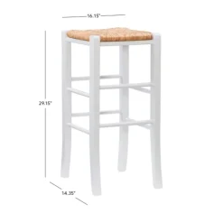Bar Stools & Counter Height Stools-Kirkland's Home White Wood Seagrass Backless 2-Pc. Bar Stool Set Tan