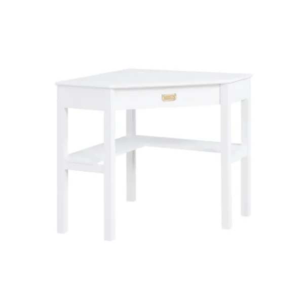 Office Furniture-Kirkland's Home White Wood Single Drawer Corner Desk