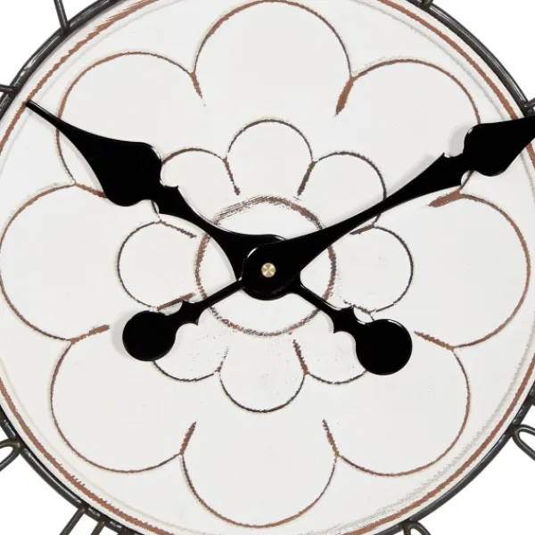 Clocks-Kirkland's Home White Wood Vintage Farmhouse Clock