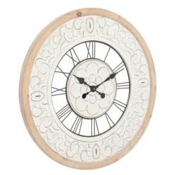 Clocks-Kirkland's Home White Wood Vintage Farmhouse Clock