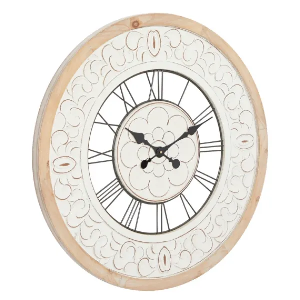 Clocks-Kirkland's Home White Wood Vintage Farmhouse Clock