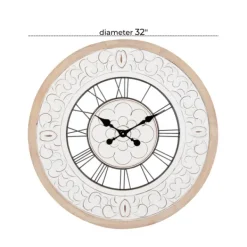 Clocks-Kirkland's Home White Wood Vintage Farmhouse Clock