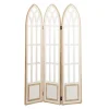 Decorative Accents-Kirkland's Home White Wood Windowpane 3-Panel Room Divider White/Tan