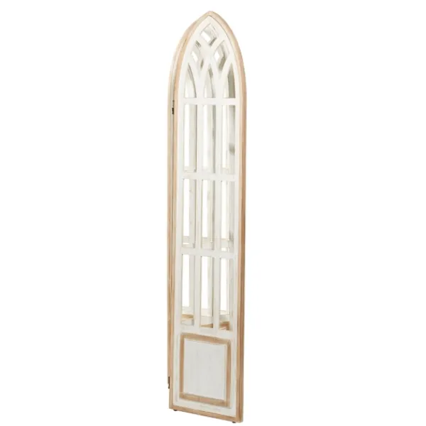 Decorative Accents-Kirkland's Home White Wood Windowpane 3-Panel Room Divider White/Tan