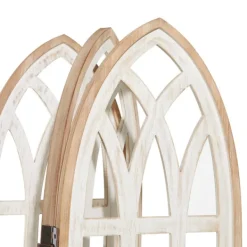 Decorative Accents-Kirkland's Home White Wood Windowpane 3-Panel Room Divider White/Tan