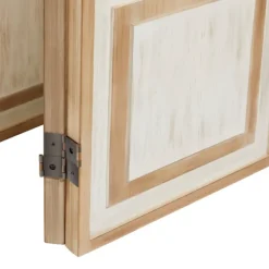 Decorative Accents-Kirkland's Home White Wood Windowpane 3-Panel Room Divider White/Tan