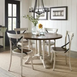 Dining Chairs-Kirkland's Home White X-Back Wooden Dining Chairs, Set Of 2 White/Brown