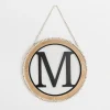 Monogram Wall Decor-Kirkland's Home Whitewash Bead Trim Monogram M Plaque Tan/Black/White