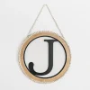 Monogram Wall Decor-Kirkland's Home Whitewash Bead Trim Monogram J Plaque Tan/Black/White