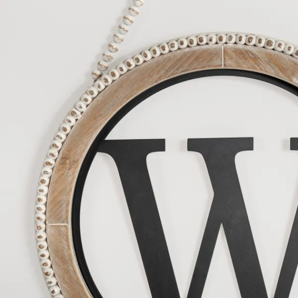 Monogram Wall Decor-Kirkland's Home Whitewash Bead Trim Monogram W Plaque Tan/Black/White