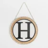 Monogram Wall Decor-Kirkland's Home Whitewash Bead Trim Monogram H Plaque Tan/Black/White