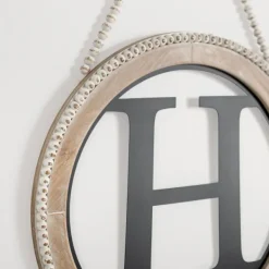 Monogram Wall Decor-Kirkland's Home Whitewash Bead Trim Monogram H Plaque Tan/Black/White