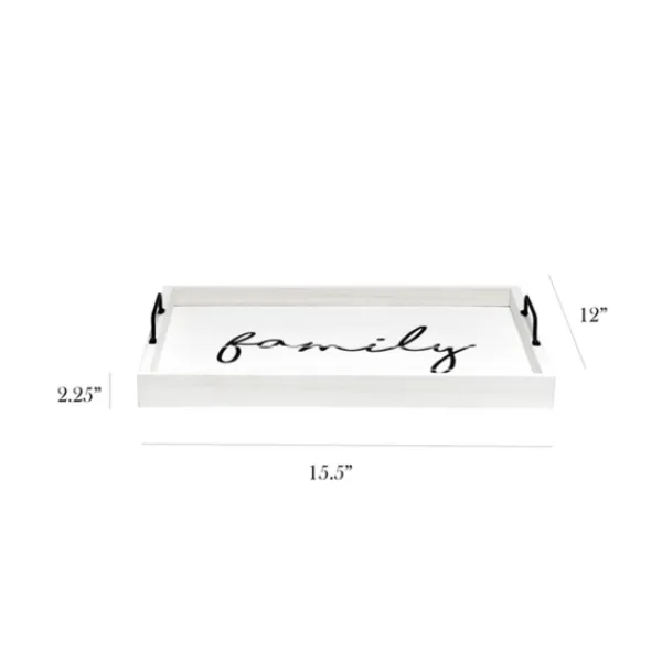 Decorative Trays-Kirkland's Home Whitewash Family Wooden Tray White/Black