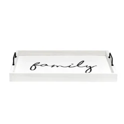 Decorative Trays-Kirkland's Home Whitewash Family Wooden Tray White/Black
