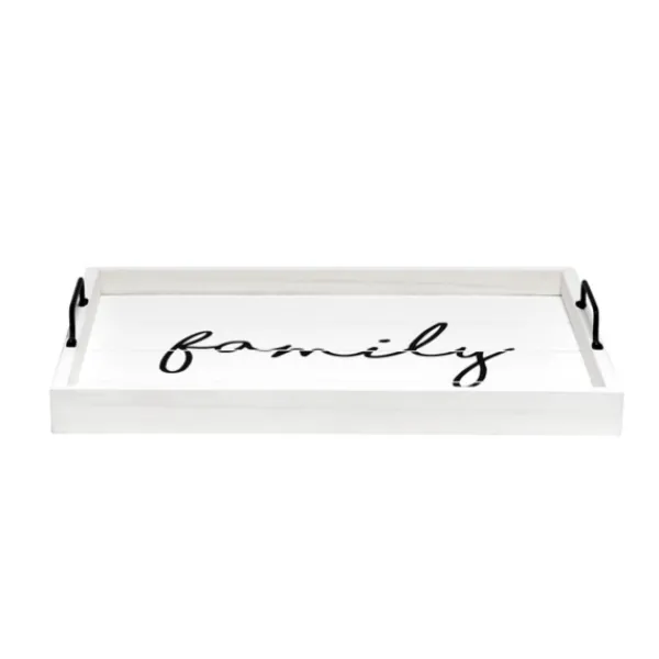 Decorative Trays-Kirkland's Home Whitewash Family Wooden Tray White/Black