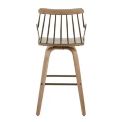 Bar Stools & Counter Height Stools-Kirkland's Home Whitewash Poplar Wood Swivel Counter Stool Tan