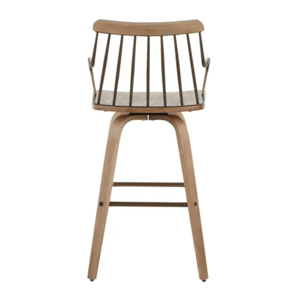 Bar Stools & Counter Height Stools-Kirkland's Home Whitewash Poplar Wood Swivel Counter Stool Tan