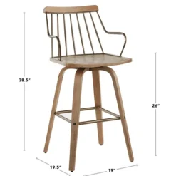 Bar Stools & Counter Height Stools-Kirkland's Home Whitewash Poplar Wood Swivel Counter Stool Tan