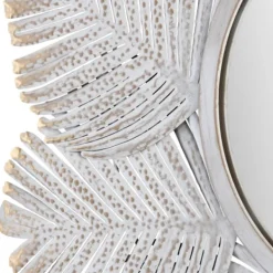 Decorative Mirrors-Kirkland's Home Whitewash Round Palm Leaf Wall Mirror