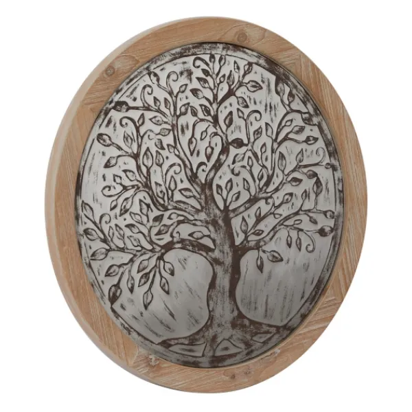 Wall Plaques-Kirkland's Home Whitewashed Bronze Tree Framed Wall Plaque Brown/Ivory