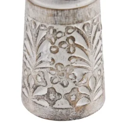 Candle Holders-Kirkland's Home Whitewashed Brown Carved Candle Holders, Set Of 3 White/Brown