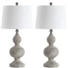 Table Lamps-Kirkland's Home Whitewashed Brown Carved 2-Pc. Table Lamp Set Ivory
