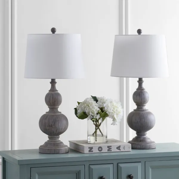 Table Lamps-Kirkland's Home Whitewashed Brown Carved 2-Pc. Table Lamp Set Ivory