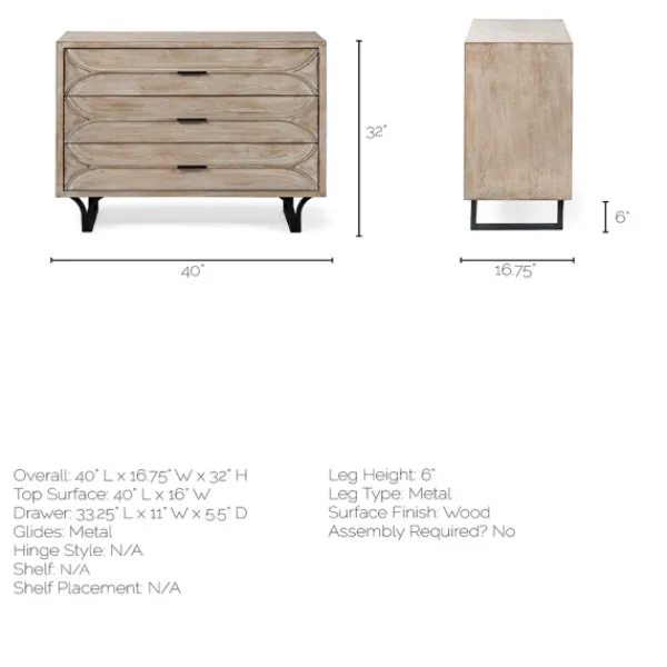 Dressers & Chests-Kirkland's Home Whitewashed Brown 3-Drawer Wood Chest