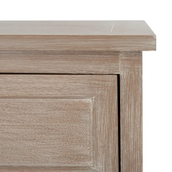 Accent & End Tables-Kirkland's Home Whitewashed Brown Wood Side Table With Baskets White/Brown
