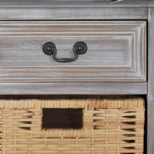 Entryway Furniture-Kirkland's Home Whitewashed Cabinet With Rattan Baskets Brown