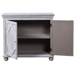 Cabinets & Sideboards-Kirkland's Home Whitewashed Gray Wood Hexagonal Door Cabinet White/Gray