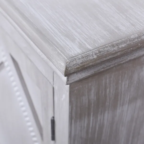 Cabinets & Sideboards-Kirkland's Home Whitewashed Gray Wood Hexagonal Door Cabinet White/Gray