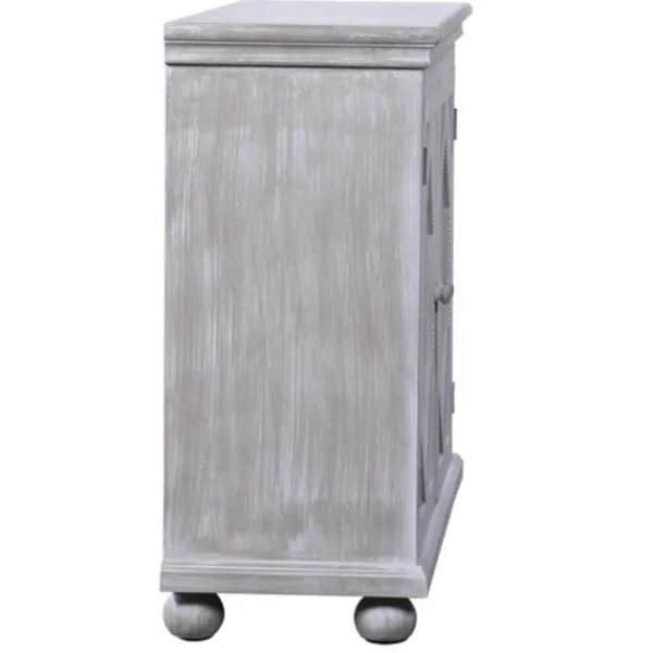 Cabinets & Sideboards-Kirkland's Home Whitewashed Gray Wood Hexagonal Door Cabinet White/Gray
