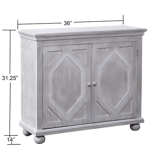 Cabinets & Sideboards-Kirkland's Home Whitewashed Gray Wood Hexagonal Door Cabinet White/Gray