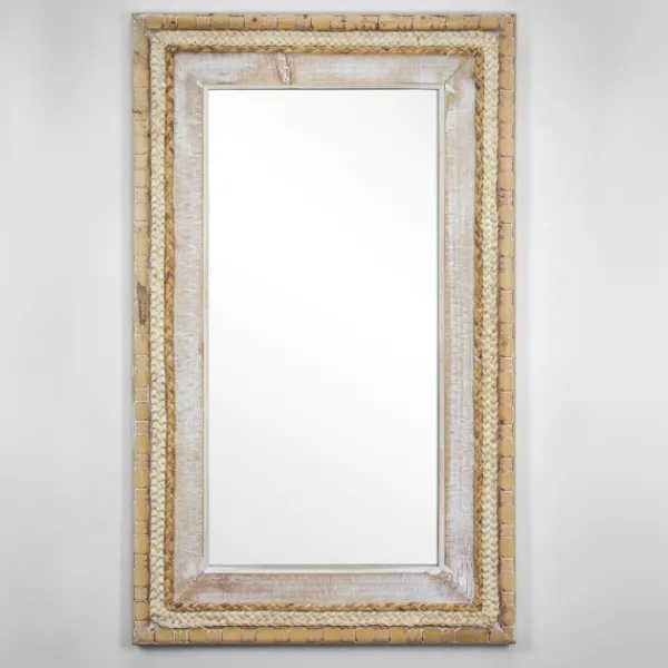 Decorative Mirrors-Kirkland's Home Whitewashed Hand Woven Rattan Mirror