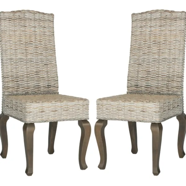 Dining Chairs-Kirkland's Home Whitewashed Kubu Rattan Dining Chairs, Set Of 2 Ivory