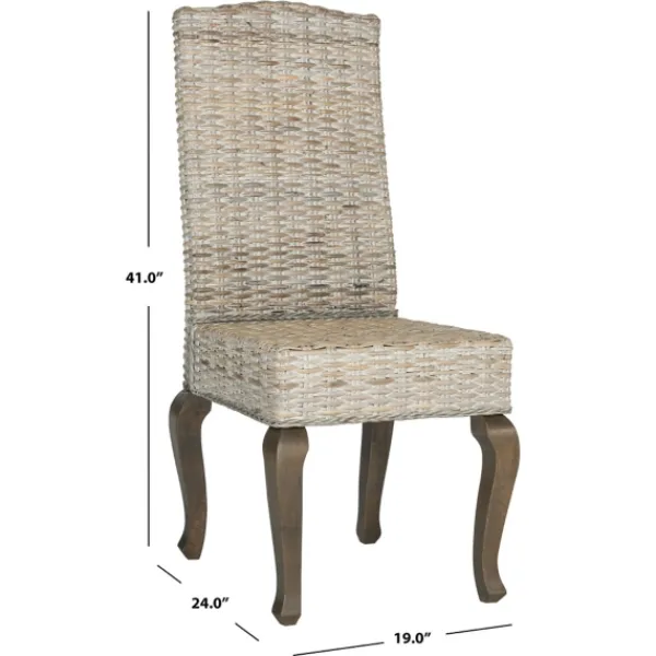 Dining Chairs-Kirkland's Home Whitewashed Kubu Rattan Dining Chairs, Set Of 2 Ivory