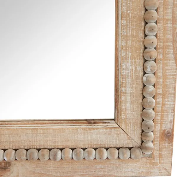 Decorative Mirrors-Kirkland's Home Whitewashed Natural Beaded Wood Wall Mirror