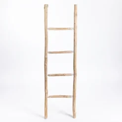 Decorative Accents-Kirkland's Home Whitewashed Natural Wood Leaning Ladder Tan