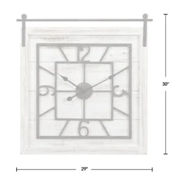 Clocks-Kirkland's Home Whitewashed Sliding Barn Door Wall Clock