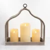 Lanterns-Kirkland's Home Whitewashed Wood Beaded Open Lantern White/Gray