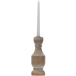 Candle Holders-Kirkland's Home Whitewashed Wood Taper Candle Holder, 9 In. Tan/Brown