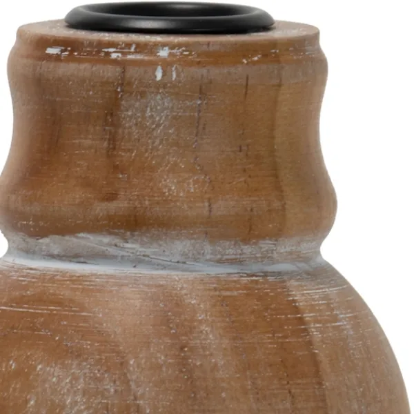 Candle Holders-Kirkland's Home Whitewashed Wood Taper Candle Holder, 5 In. Tan/Brown
