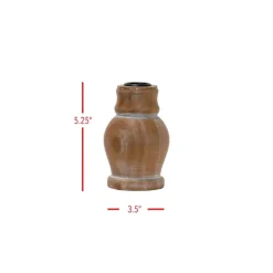 Candle Holders-Kirkland's Home Whitewashed Wood Taper Candle Holder, 5 In. Tan/Brown